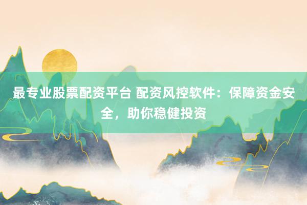 最专业股票配资平台 配资风控软件:保障资金安全,助你稳健投资