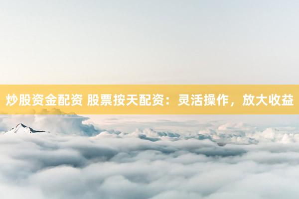 炒股资金配资 股票按天配资：灵活操作，放大收益