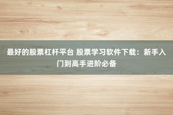最好的股票杠杆平台 股票学习软件下载：新手入门到高手进阶必备