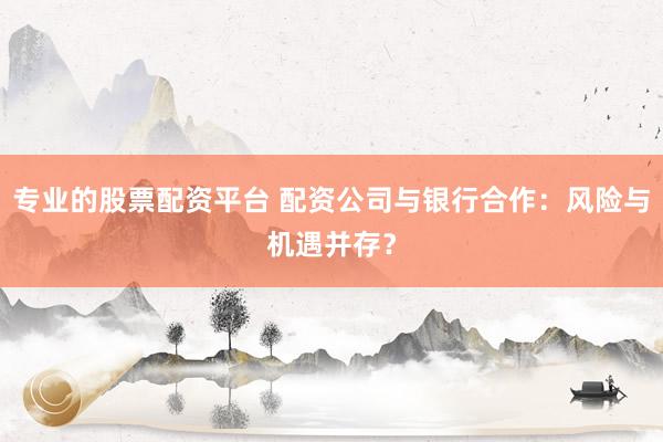 专业的股票配资平台 配资公司与银行合作：风险与机遇并存？