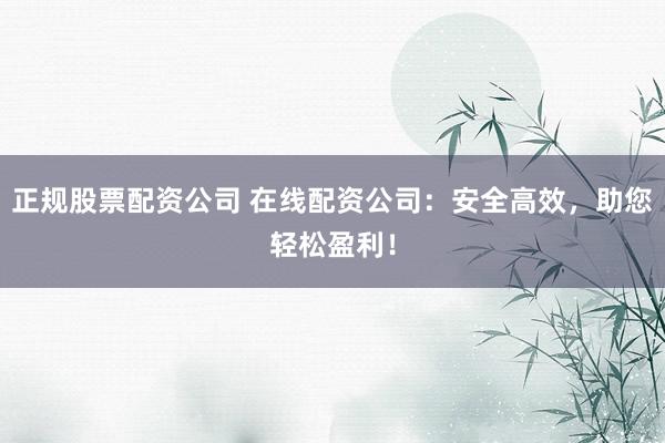 正规股票配资公司 在线配资公司:安全高效,助您轻松盈利!