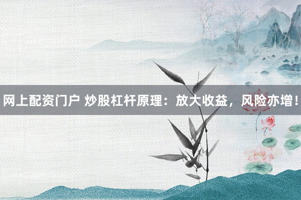 网上配资门户 炒股杠杆原理：放大收益，风险亦增！