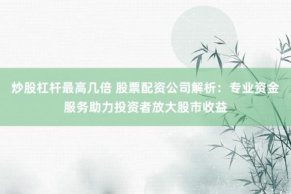 炒股杠杆最高几倍 股票配资公司解析：专业资金服务助力投资者放大股市收益